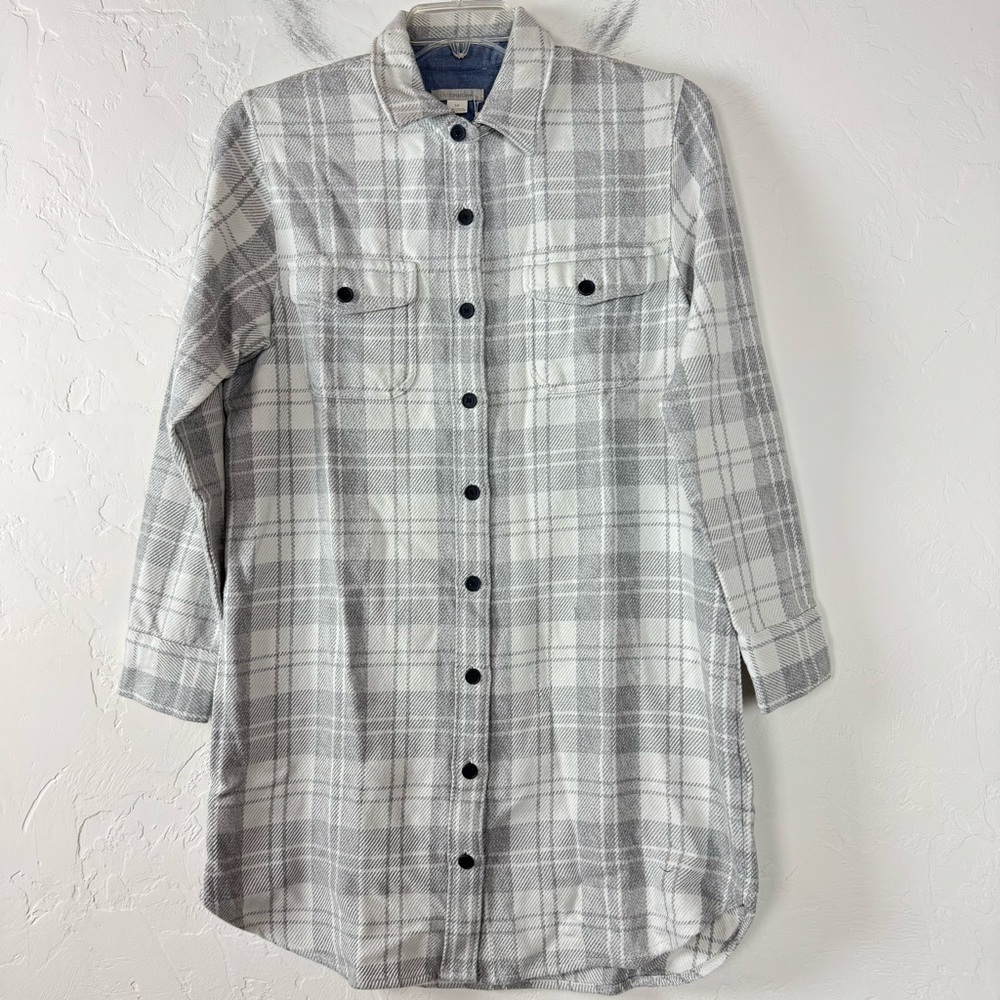 Outerknown Shacket Jacket Coat Plaid Print Flannel Blanket Long Line Button Down